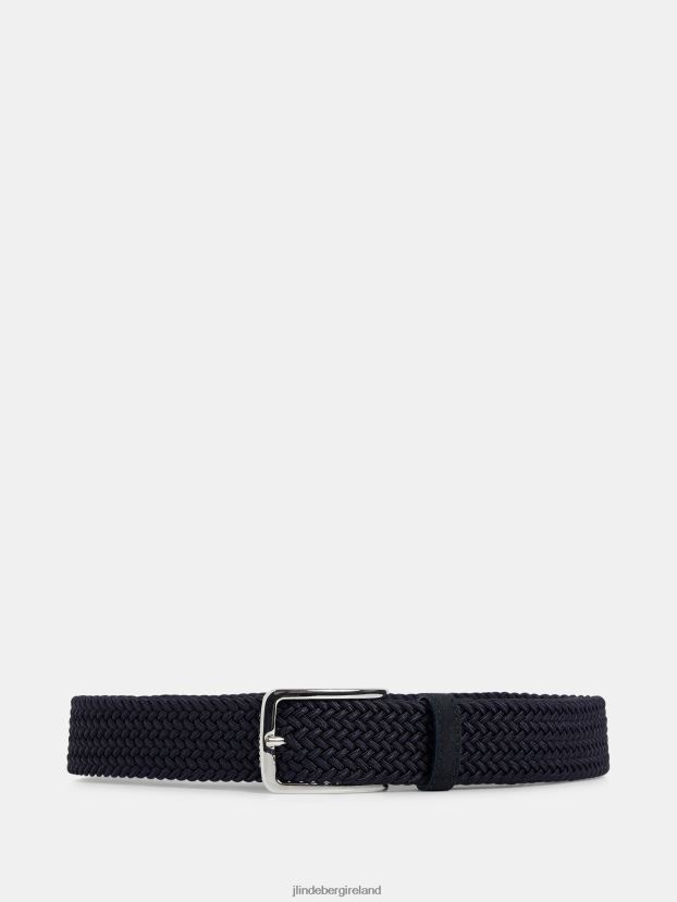 J.Lindeberg Men Ben Braided Elastic Belt Navy Accessory BXV8X41282