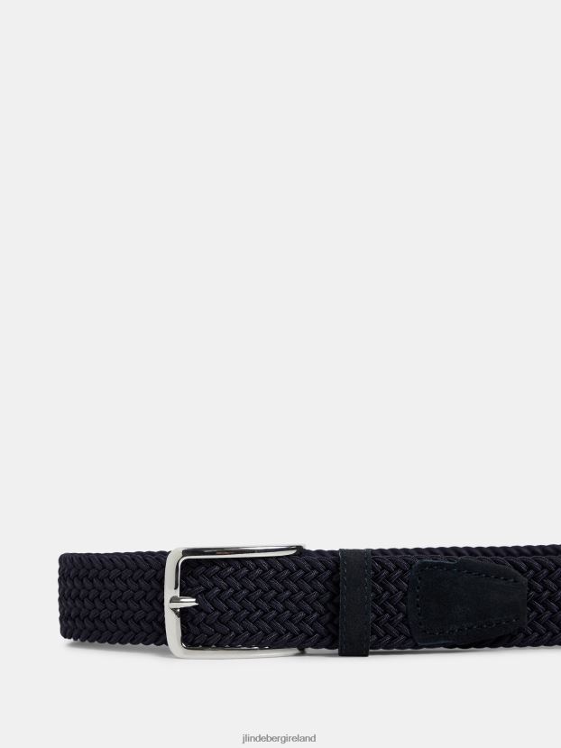 J.Lindeberg Men Ben Braided Elastic Belt Navy Accessory BXV8X41282