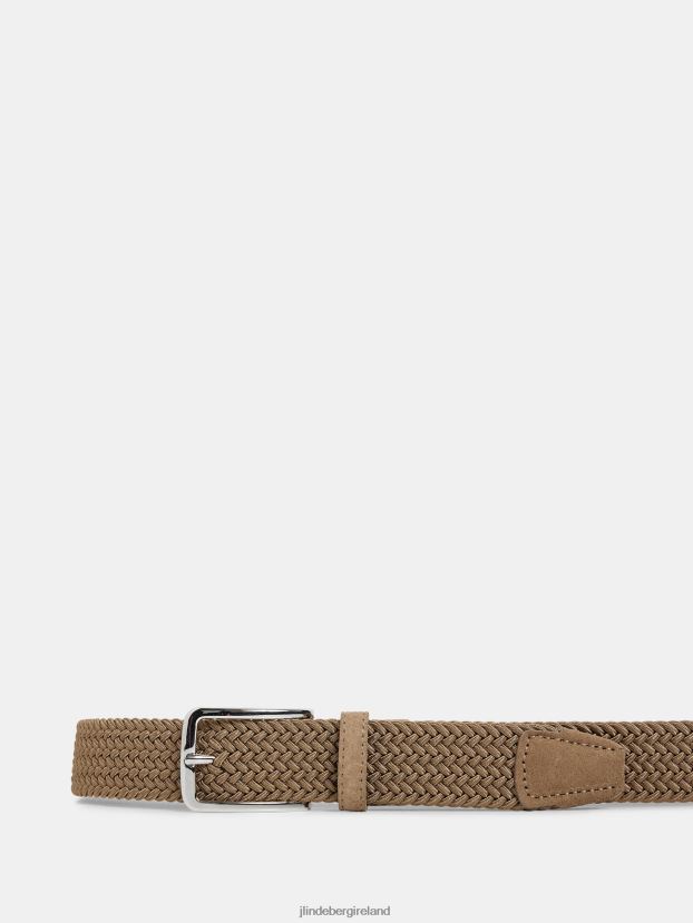 J.Lindeberg Men Ben Braided Elastic Belt Safari Beige Accessory BXV8X41281