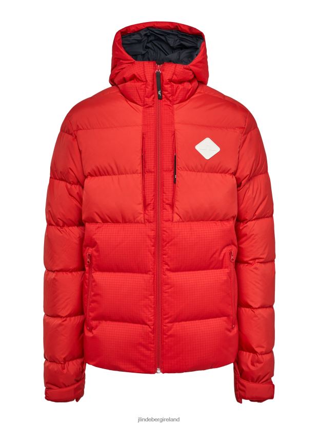 J.Lindeberg Men Aerglo Down Jacket Barbados Cherry Clothing BXV8X42448 - Click Image to Close