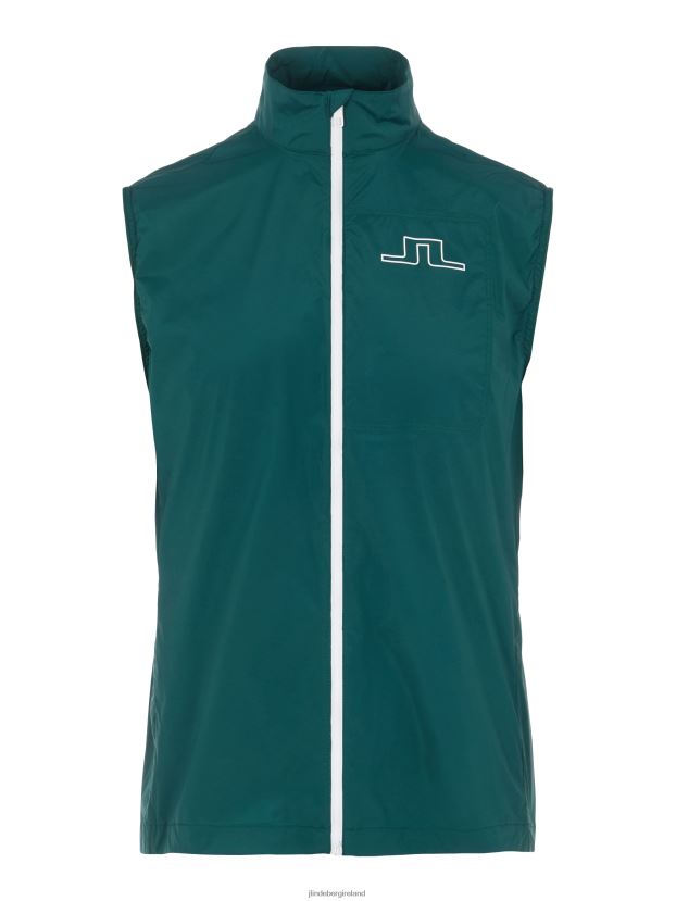 J.Lindeberg Men Ash Light Packable Golf Vest Treeline Green Clothing BXV8X42496