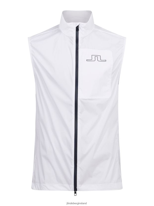 J.Lindeberg Men Ash Light Packable Golf Vest White Clothing BXV8X42494