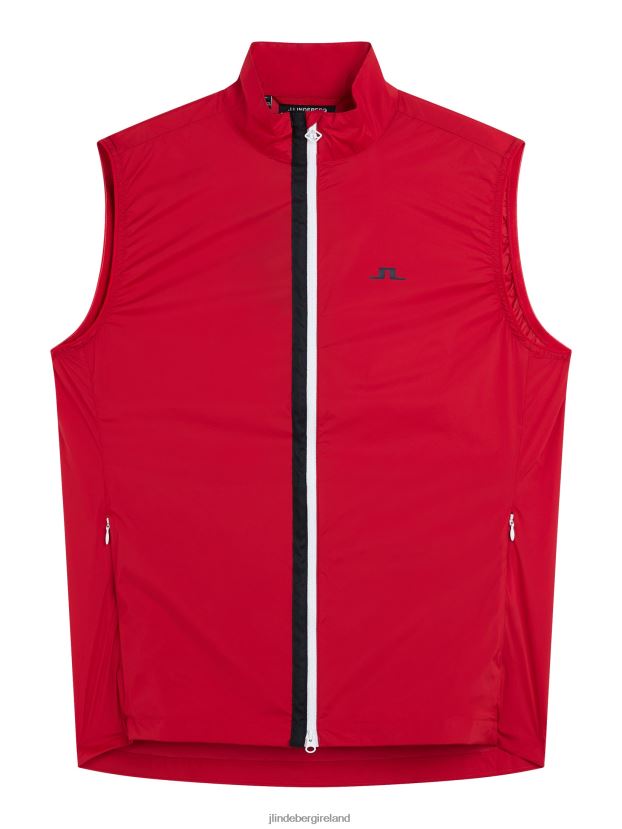 J.Lindeberg Men Ash Light Packable Vest Barbados Cherry Clothing BXV8X42394