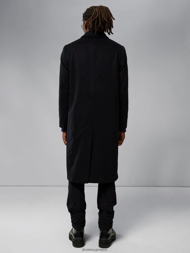 J.Lindeberg Men Burke Wool Cashmere Coat Black Clothing BXV8X42400 - Click Image to Close