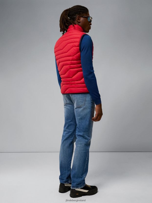 J.Lindeberg Men Cliff Light Down Vest Barbados Cherry Clothing BXV8X42431 - Click Image to Close