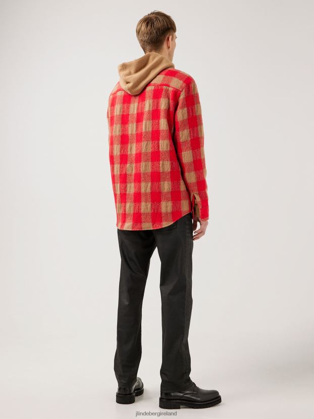 J.Lindeberg Men Gingham Loose Overshirt Red Bell Clothing BXV8X42468 - Click Image to Close