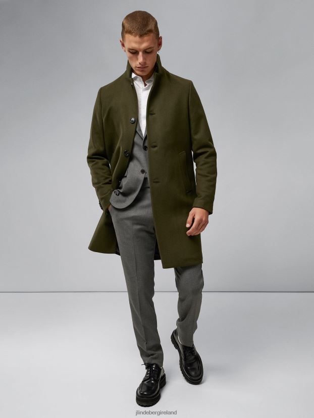 J.Lindeberg Men Holger 2.0 Melton Coat Forest Green Clothing BXV8X42417