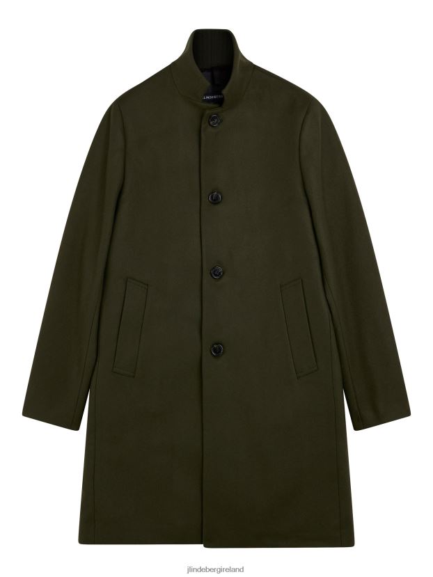 J.Lindeberg Men Holger 2.0 Melton Coat Forest Green Clothing BXV8X42417