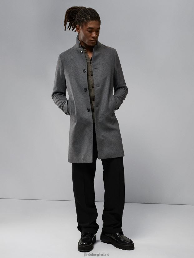 J.Lindeberg Men Holger 2.0 Melton Coat Volcanic Ash Clothing BXV8X42416