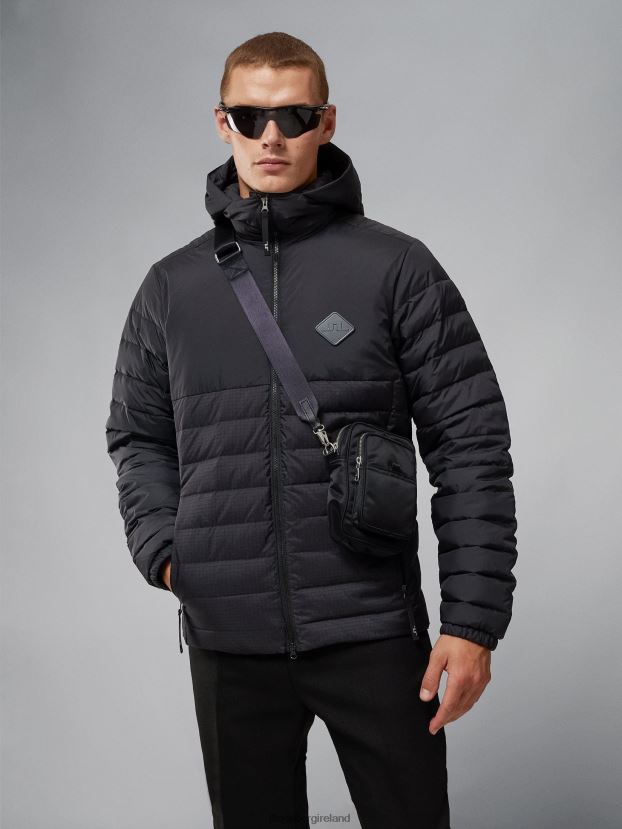 J.Lindeberg Men Hybrid Text Down Jacket Black Clothing BXV8X42438 - Click Image to Close