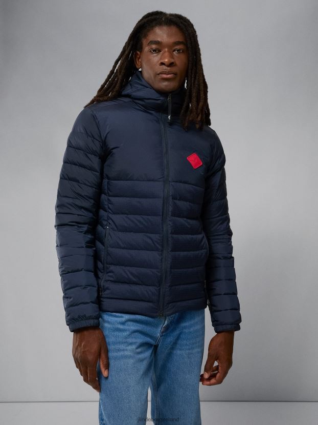 J.Lindeberg Men Hybrid Text Down Jacket Navy Clothing BXV8X42437 - Click Image to Close