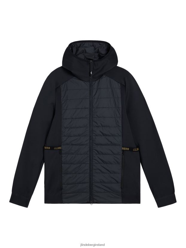 J.Lindeberg Men Kenny Hybrid Hooded Jacket Black Clothing BXV8X42422 - Click Image to Close