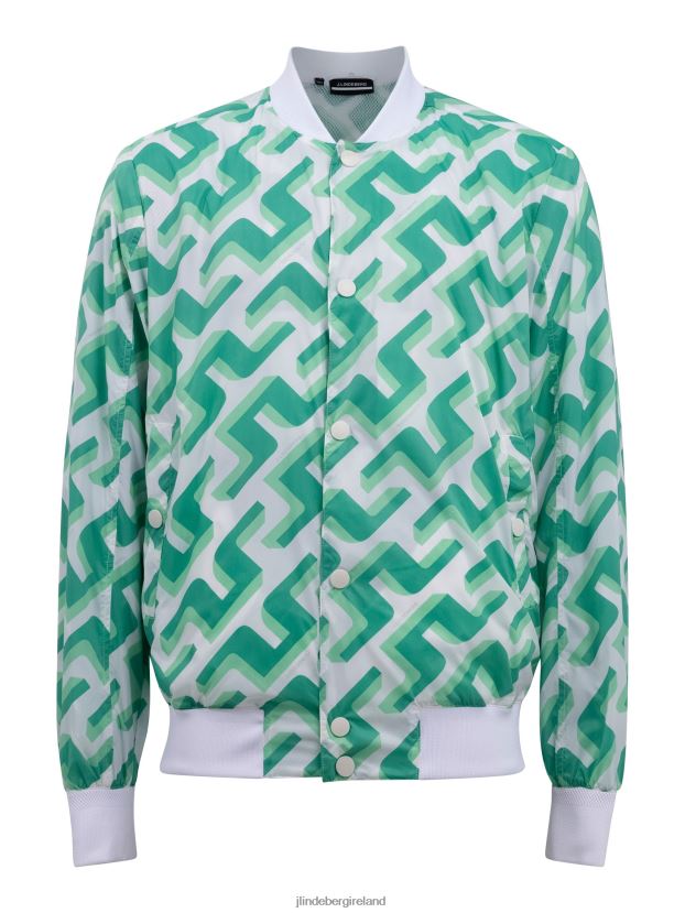 J.Lindeberg Men Lux Printed Bomber Green 3D Bridge Monogram Clothing BXV8X42451