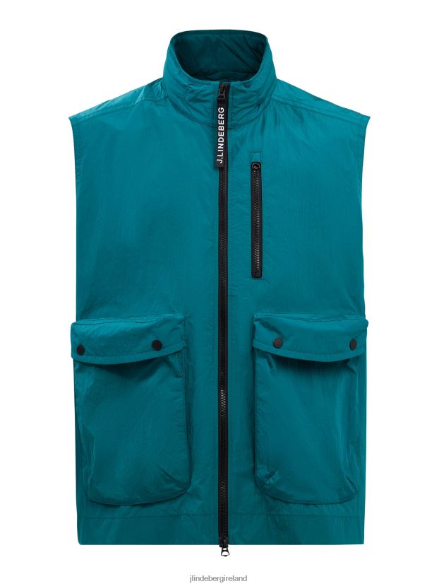 J.Lindeberg Men Raufa Crinkle Vest Deep Lake Clothing BXV8X42453