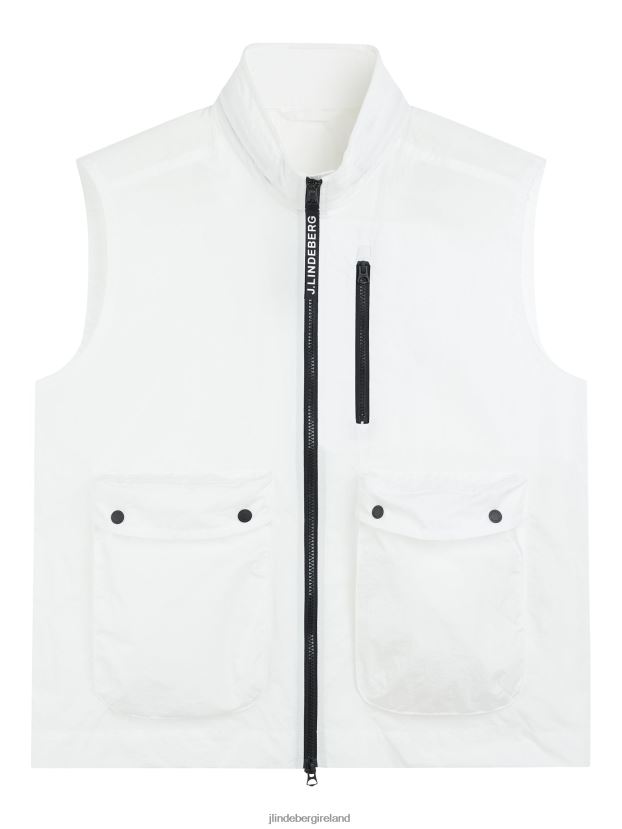 J.Lindeberg Men Raufa Crinkle Vest White Clothing BXV8X42452