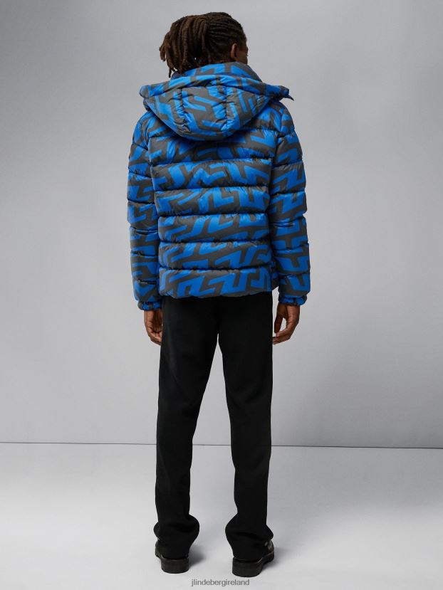 J.Lindeberg Men Sphere Print Down Jacket Bridge Swirl Blue Clothing BXV8X42436