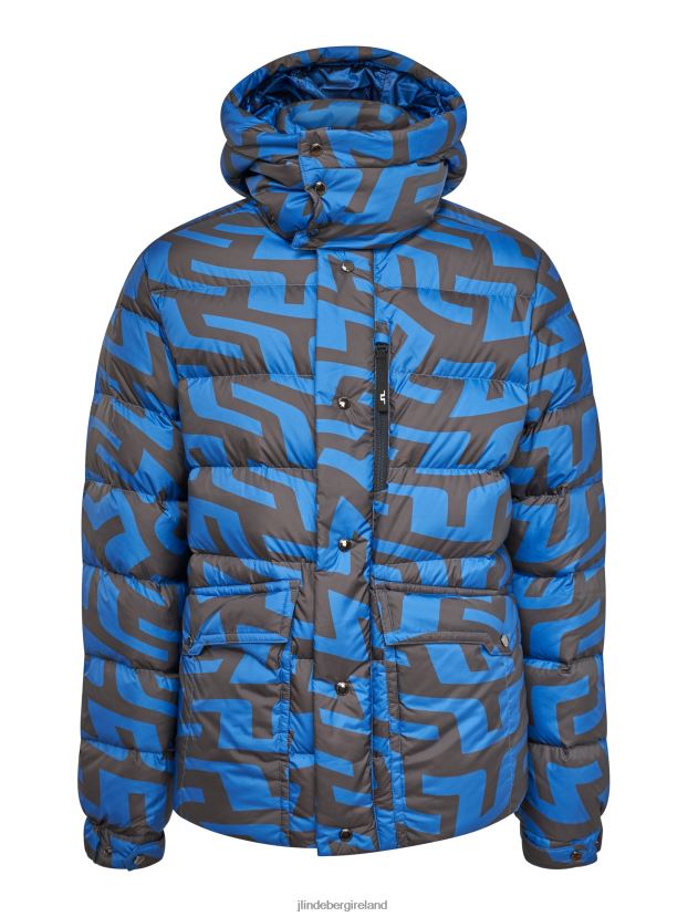 J.Lindeberg Men Sphere Print Down Jacket Bridge Swirl Blue Clothing BXV8X42436