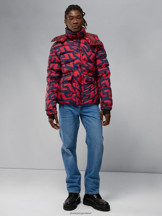 J.Lindeberg Men Sphere Print Down Jacket Bridge Swirl Red Clothing BXV8X42435