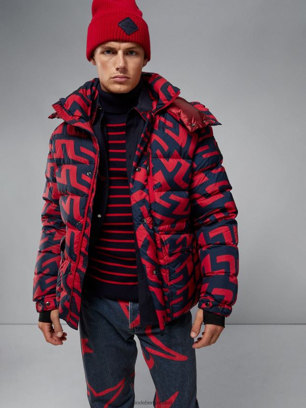 J.Lindeberg Men Sphere Print Down Jacket Bridge Swirl Red Clothing BXV8X42435