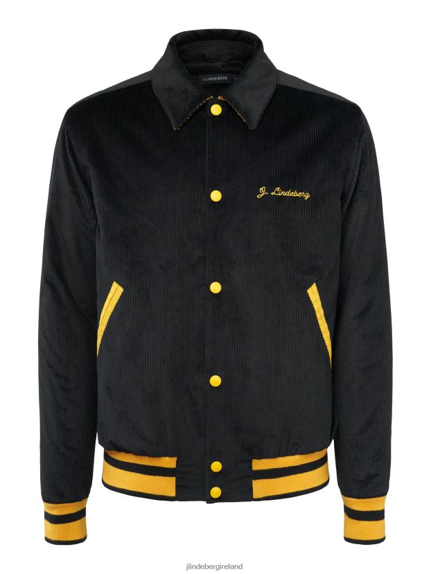 J.Lindeberg Men Varez Logo Varsity Jacket Black Clothing BXV8X42404