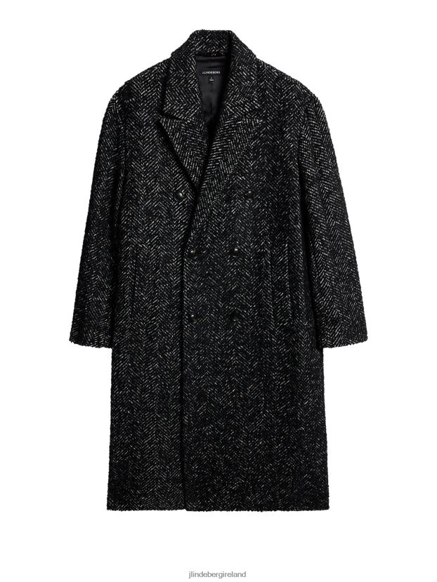 J.Lindeberg Men Willy Herringbone Coat Black Melange Clothing BXV8X4911