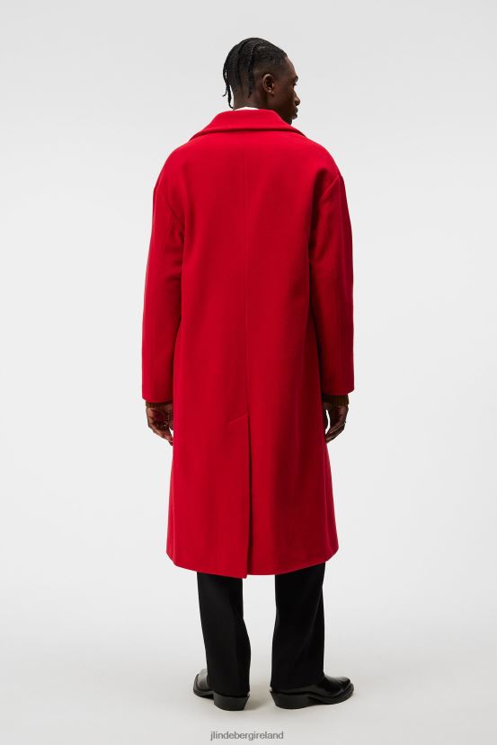 J.Lindeberg Men Willy Wool Coat Fiery Red Clothing BXV8X4909