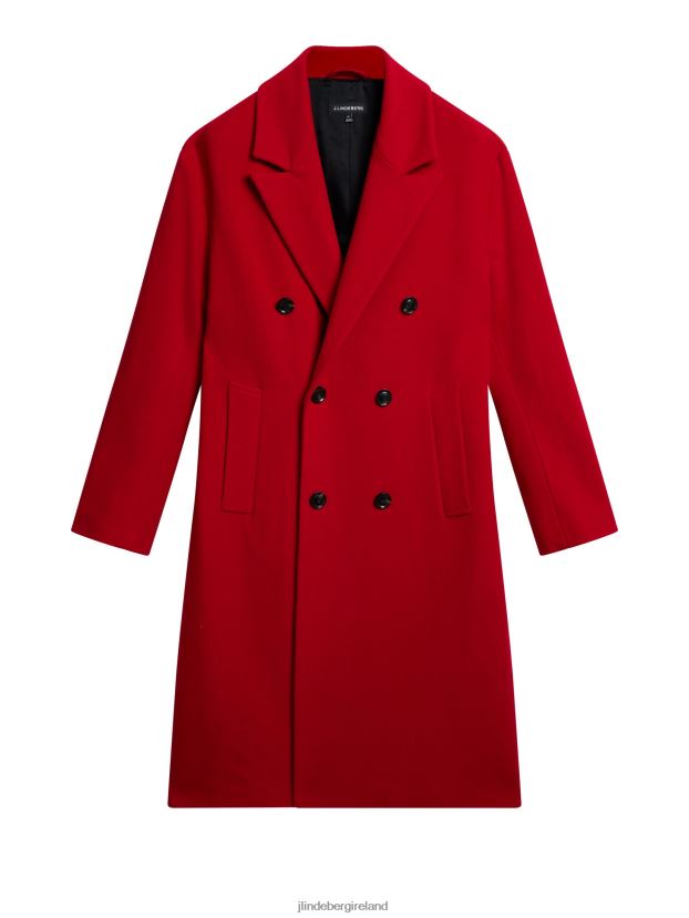 J.Lindeberg Men Willy Wool Coat Fiery Red Clothing BXV8X4909