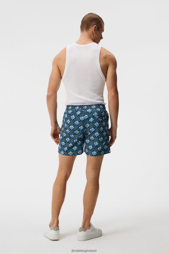 J.Lindeberg Men Banks Diamond Swim Trunks Estate Blue Clothing BXV8X41120 - Click Image to Close