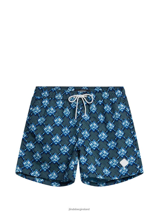 J.Lindeberg Men Banks Diamond Swim Trunks Estate Blue Clothing BXV8X41120