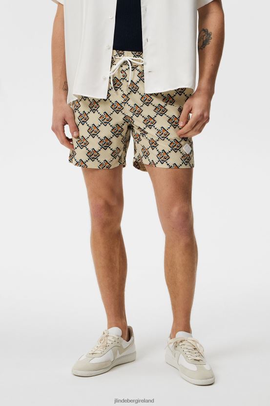 J.Lindeberg Men Banks Diamond Swim Trunks Safari Beige Clothing BXV8X41119 - Click Image to Close