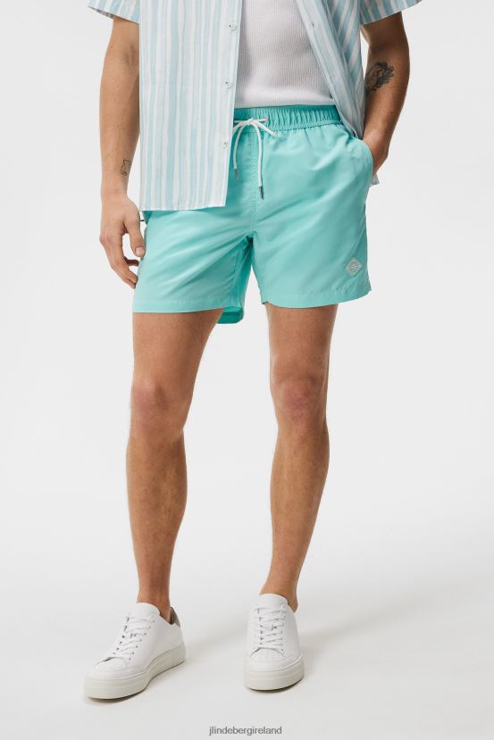 J.Lindeberg Men Banks Solid Swim Trunks Aqua Splash Clothing BXV8X41115 - Click Image to Close