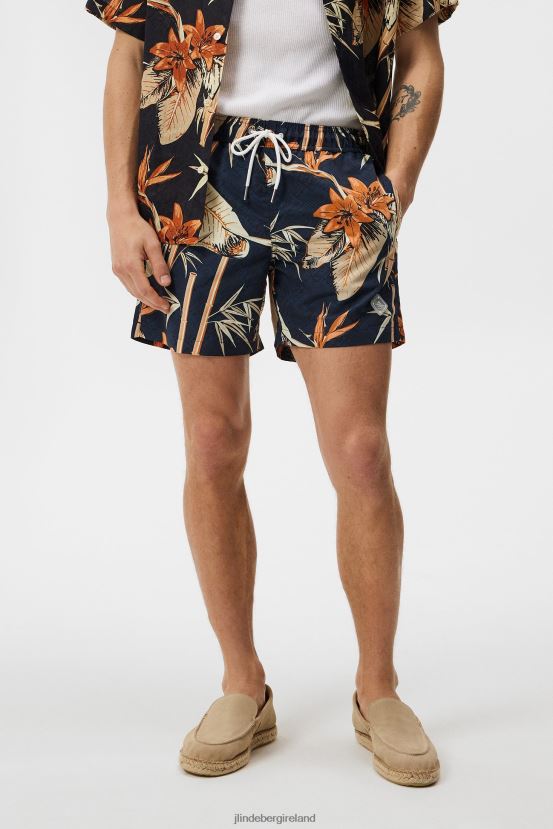 J.Lindeberg Men Banks Tropical Swim Trunks Navy Clothing BXV8X41113