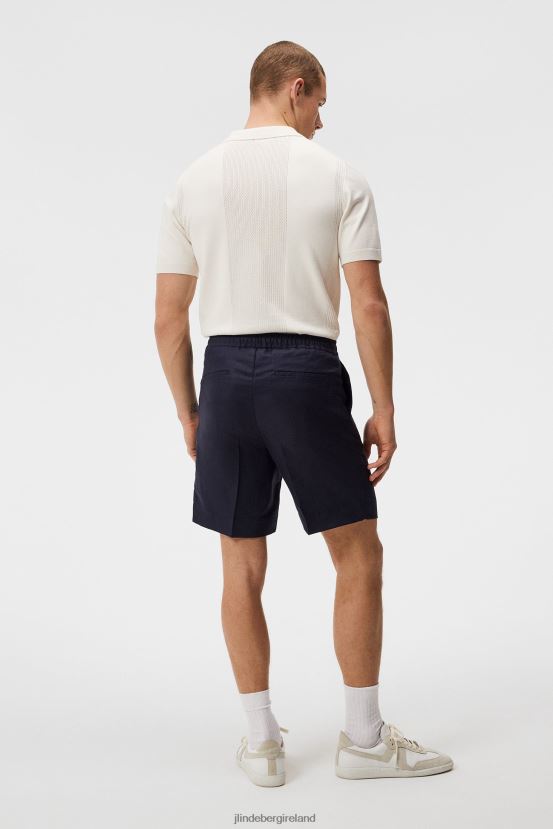 J.Lindeberg Men Baron Tencel Linen Shorts Navy Clothing BXV8X41126 - Click Image to Close