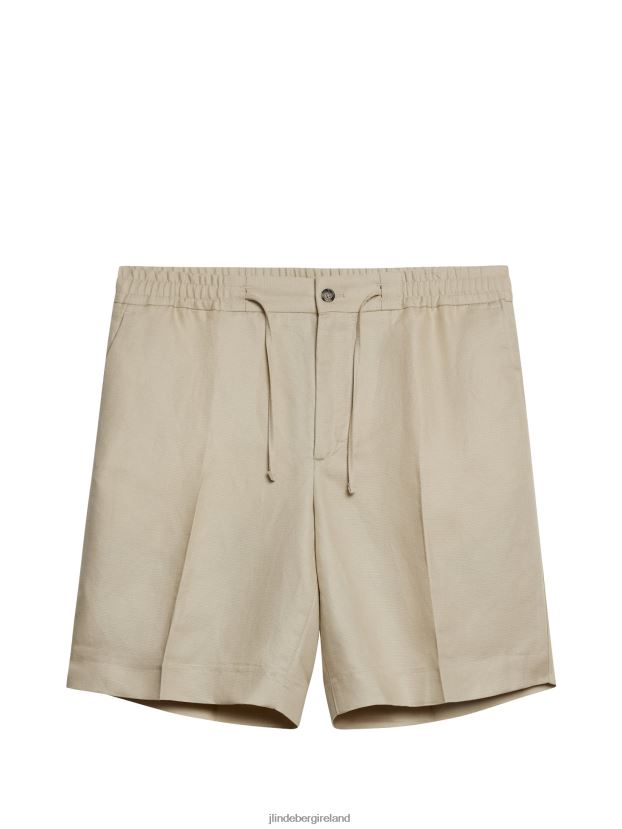 J.Lindeberg Men Baron Tencel Linen Shorts Safari Beige Clothing BXV8X41125