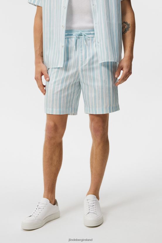 J.Lindeberg Men Earl Painted Stripe Shorts Dream Blue Clothing BXV8X41124 - Click Image to Close