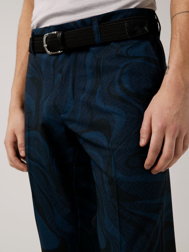 J.Lindeberg Men Ellott Print Golf Pant Navy Swirl Bridge Monogram Clothing BXV8X42220