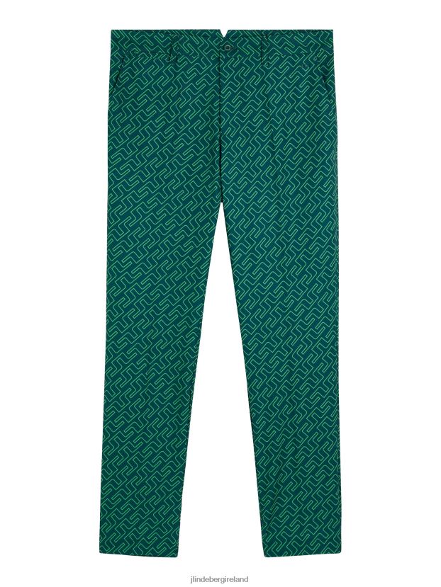 J.Lindeberg Men Ellott Print Pant Classic Green Bridge Monogram Clothing BXV8X42193