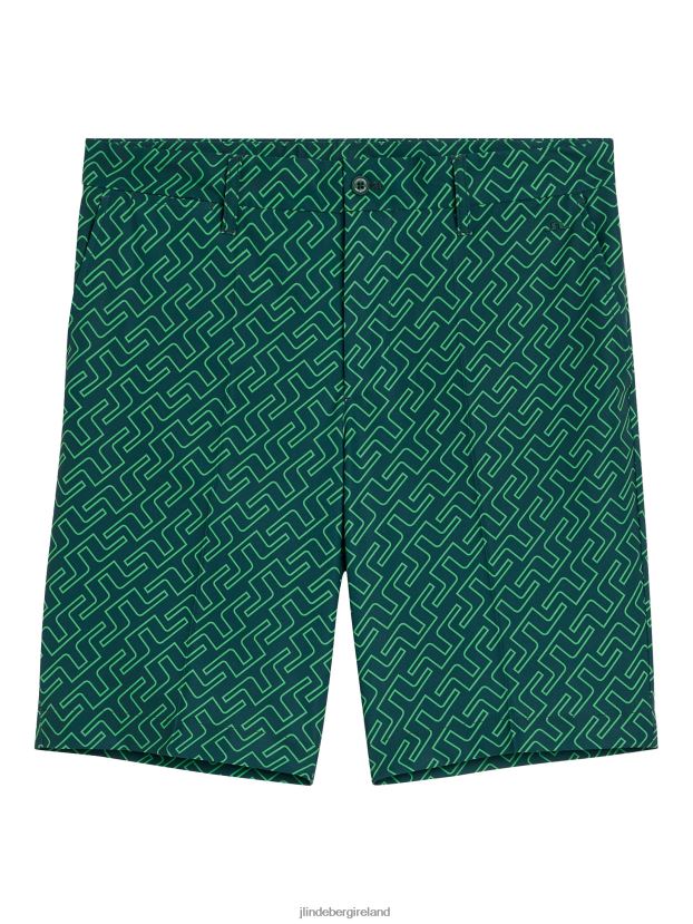 J.Lindeberg Men Eloy Print Shorts Classic Green Bridge Monogram Clothing BXV8X42181