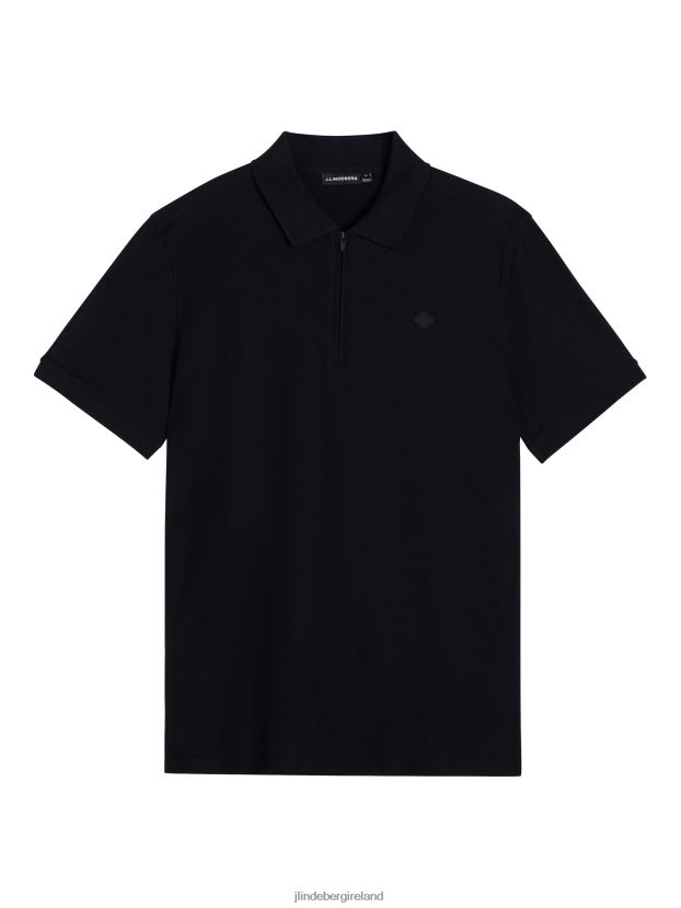 J.Lindeberg Men Arlo Logo Patch Polo Black Clothing BXV8X42068