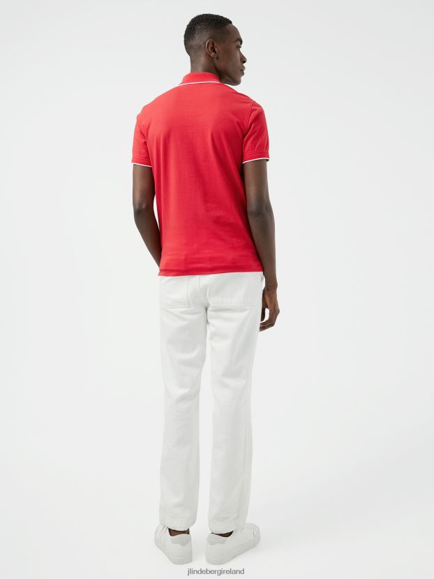 J.Lindeberg Men Kenny Cotton Polo Flame Scarlet Clothing BXV8X42088 - Click Image to Close