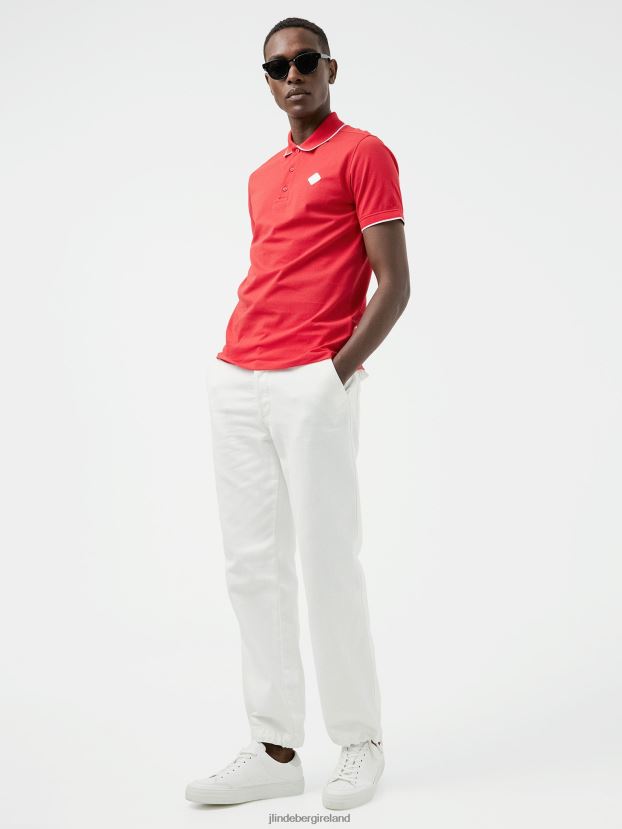 J.Lindeberg Men Kenny Cotton Polo Flame Scarlet Clothing BXV8X42088