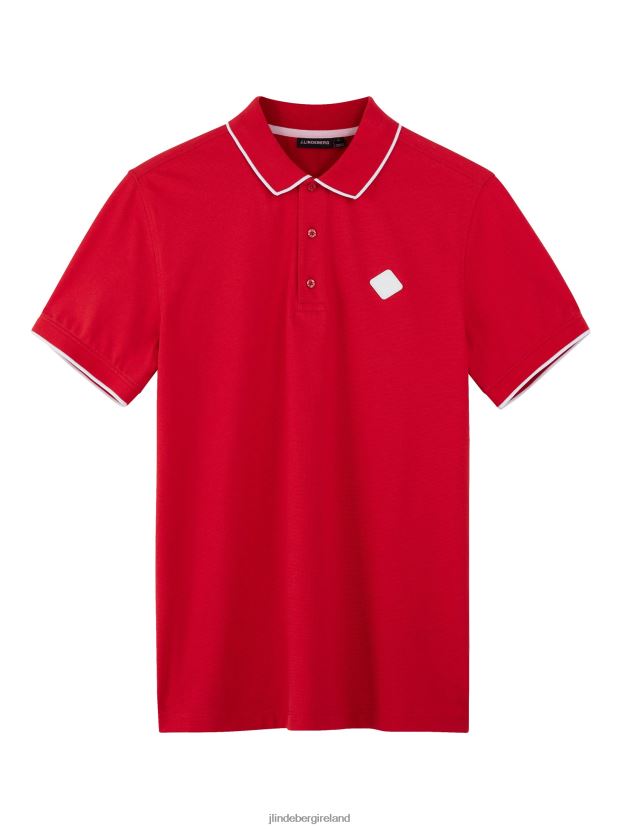 J.Lindeberg Men Kenny Cotton Polo Flame Scarlet Clothing BXV8X42088