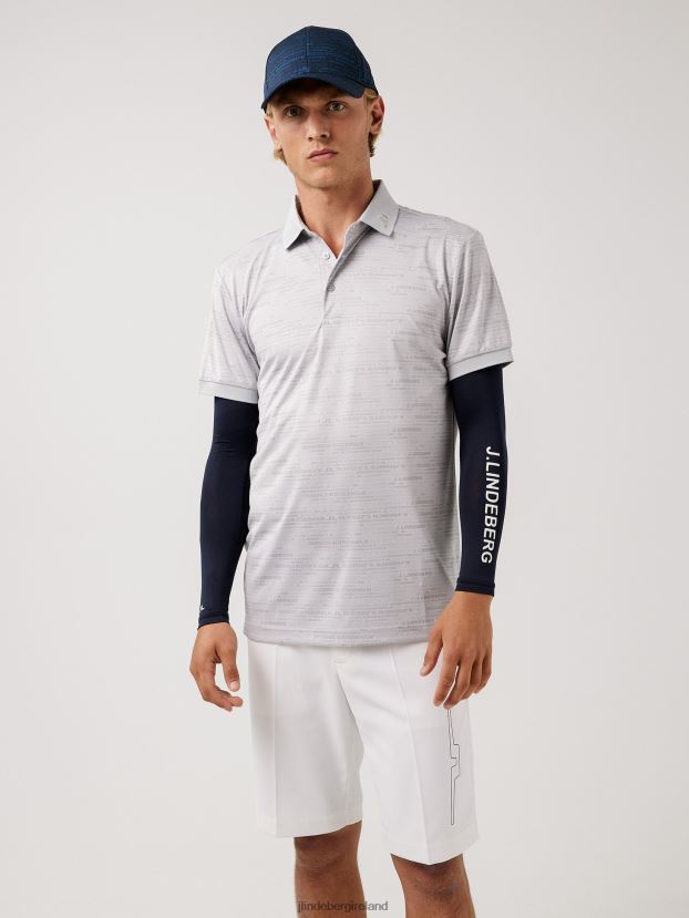 J.Lindeberg Men Kv Print Golf Polo HQ Grey Clothing BXV8X42120 - Click Image to Close