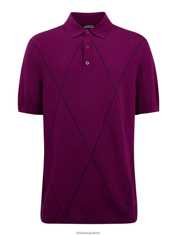 J.Lindeberg Men Luka Knitted Golf Polo Dark Purple Clothing BXV8X42084