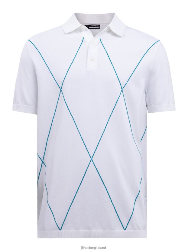 J.Lindeberg Men Luka Knitted Golf Polo White Clothing BXV8X42082