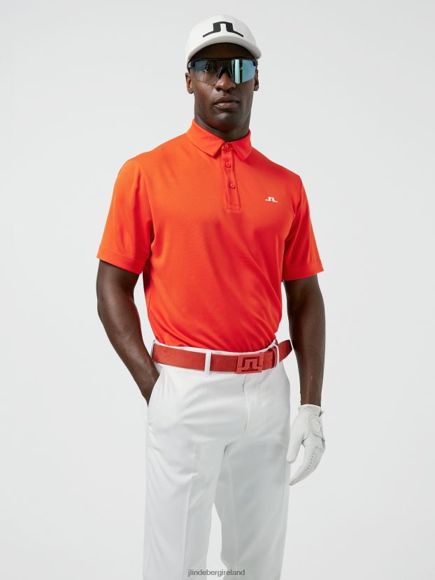 J.Lindeberg Men Peat Relaxed Fit Polo Tangerine Tango Clothing BXV8X42070 - Click Image to Close