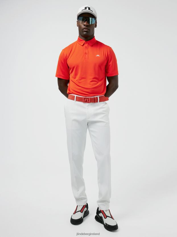 J.Lindeberg Men Peat Relaxed Fit Polo Tangerine Tango Clothing BXV8X42070