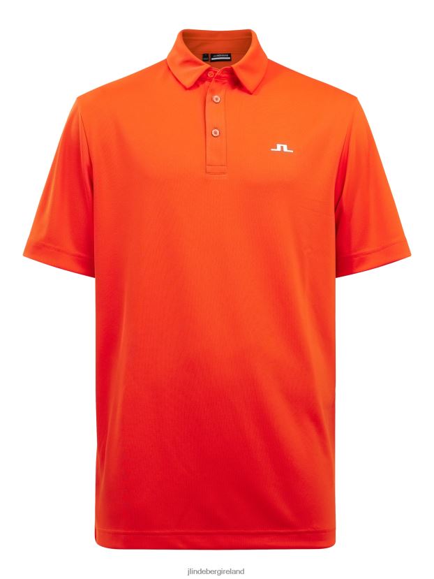 J.Lindeberg Men Peat Relaxed Fit Polo Tangerine Tango Clothing BXV8X42070