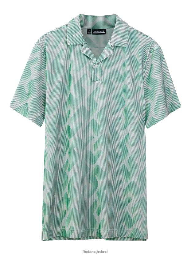 J.Lindeberg Men Resort Golf Polo Green 3D Bridge Monogram Clothing BXV8X42077