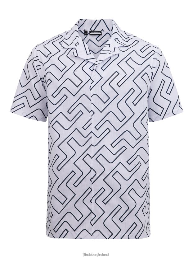 J.Lindeberg Men Resort Golf Shirt Navy Bridge Monogram Clothing BXV8X42098